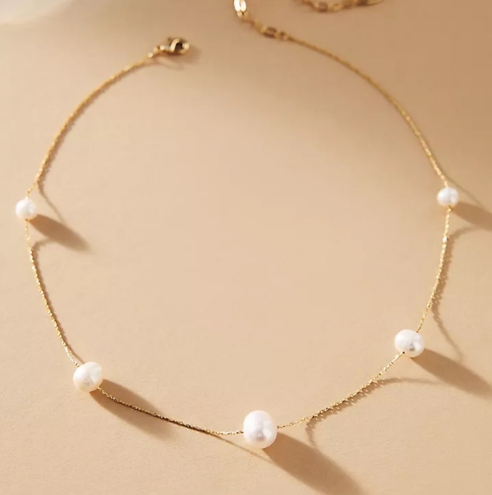 Anthropologie Pearl Station Necklace